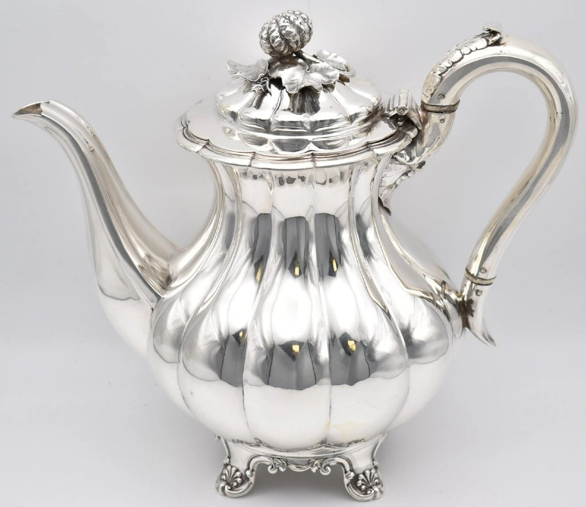 Service à thé et café 4 pièces en argent sterling de William IV, Joseph Craddock 1827-photo-3