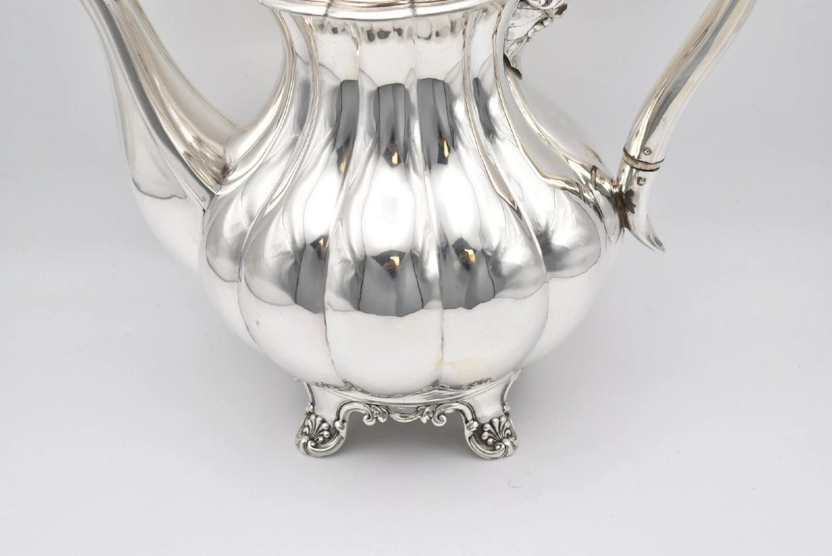 Service à thé et café 4 pièces en argent sterling de William IV, Joseph Craddock 1827-photo-1