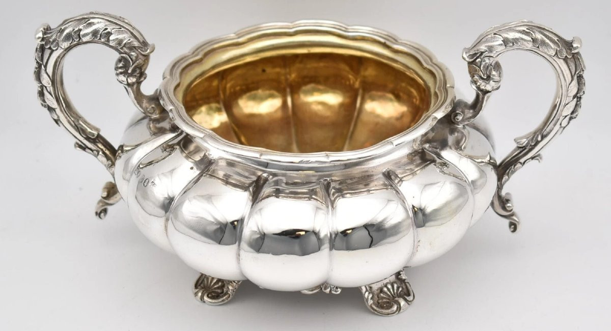 Service à thé et café 4 pièces en argent sterling de William IV, Joseph Craddock 1827-photo-5