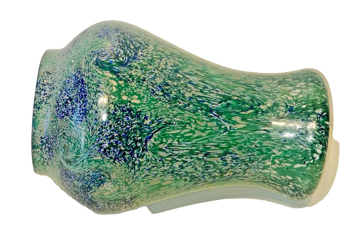 A Rare Colourway Monart Glass Paisley Shawl Pattern Baluster Vase Shape Fa. 32cm-photo-4