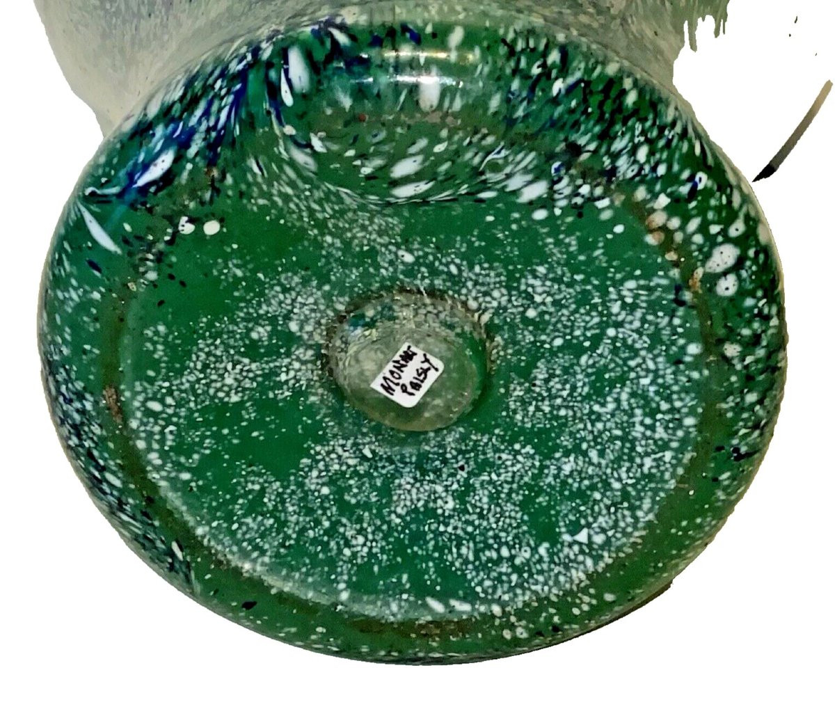 A Rare Colourway Monart Glass Paisley Shawl Pattern Baluster Vase Shape Fa. 32cm-photo-7