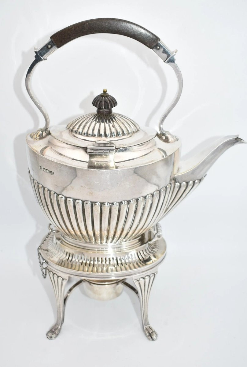 Service à thé 4 pièces en argent massif de Sheffield, 1904 – J & J Maxfield Ltd – 2 230 g-photo-4
