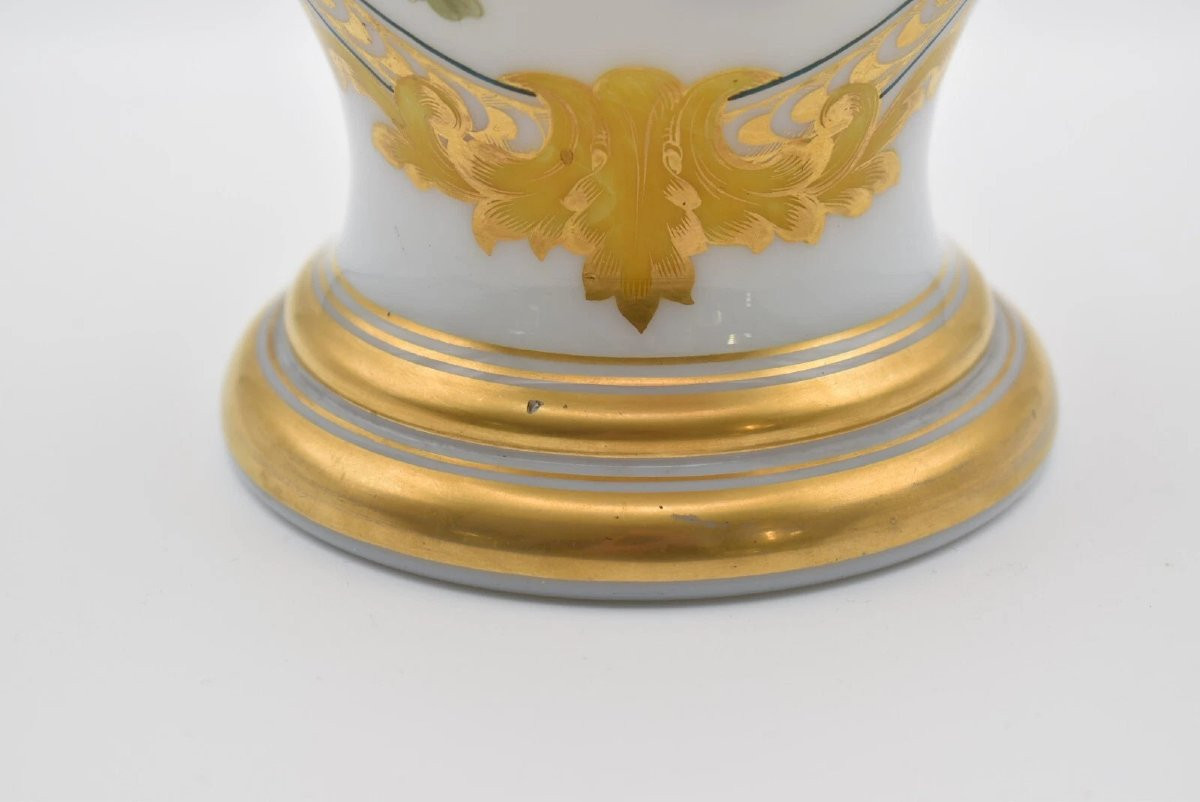 Rare paire de vases en opaline Baccarat peints à la main par Jean François Robert-photo-3