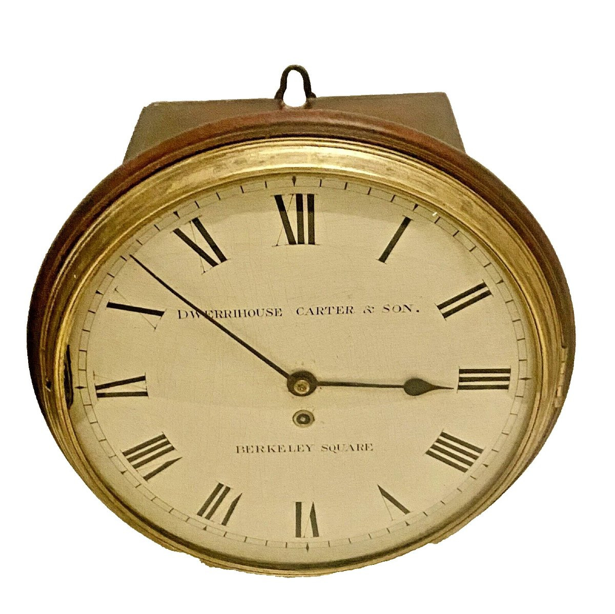 A Rare 14" Wooden Dial Fusee Dial Clock Signed Dwerrihouse Carter & Son Ca 1810-photo-2