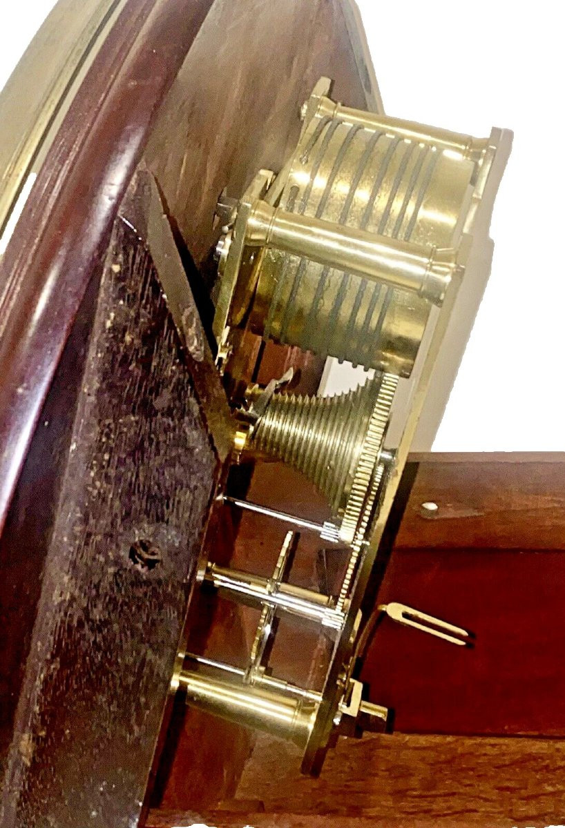 A Rare 14" Wooden Dial Fusee Dial Clock Signed Dwerrihouse Carter & Son Ca 1810-photo-6