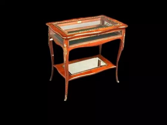 Table de présentation de bijoux en marqueterie, montée en bronze doré, d'origine du XIXe siècle
