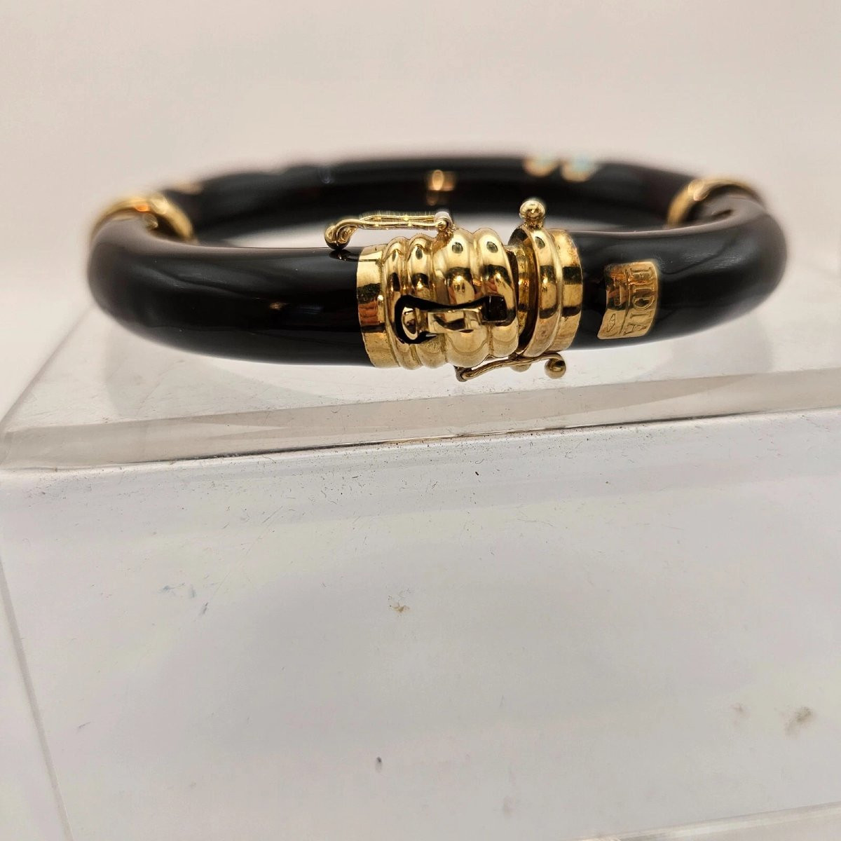  Bracelet jonc en or 18 carats et émail avec diamants Fidia Gioielli-photo-8
