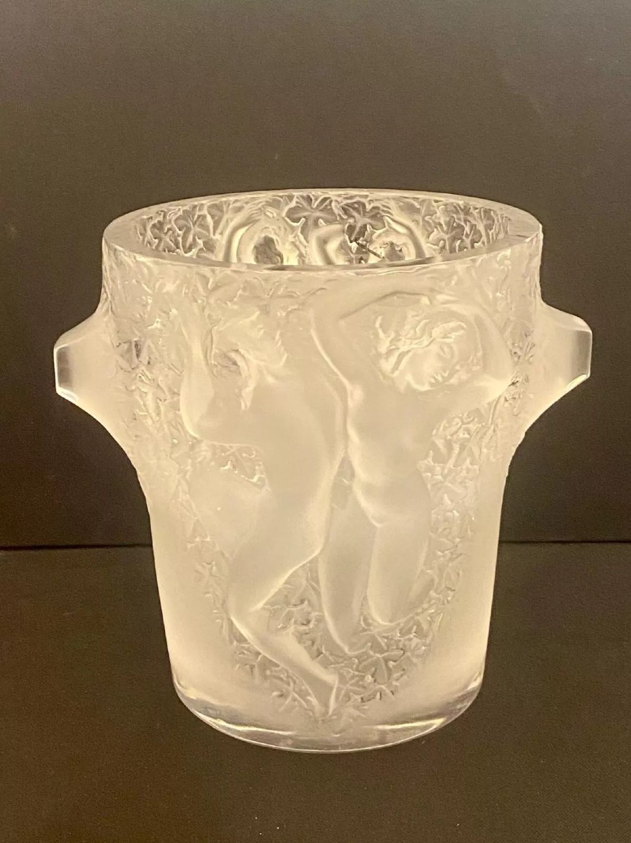 Lalique Crystal Ganymede Champagne Cooler Ice Bucket Mint Condition
