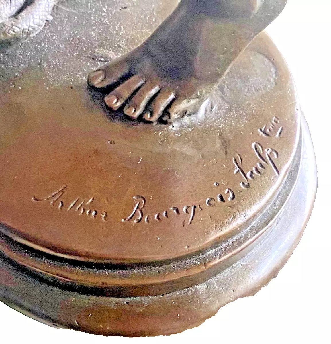 Sculpture antique en bronze « Le charmeur de serpents » Charles Arthur Bourgeois, vers 19e-photo-8