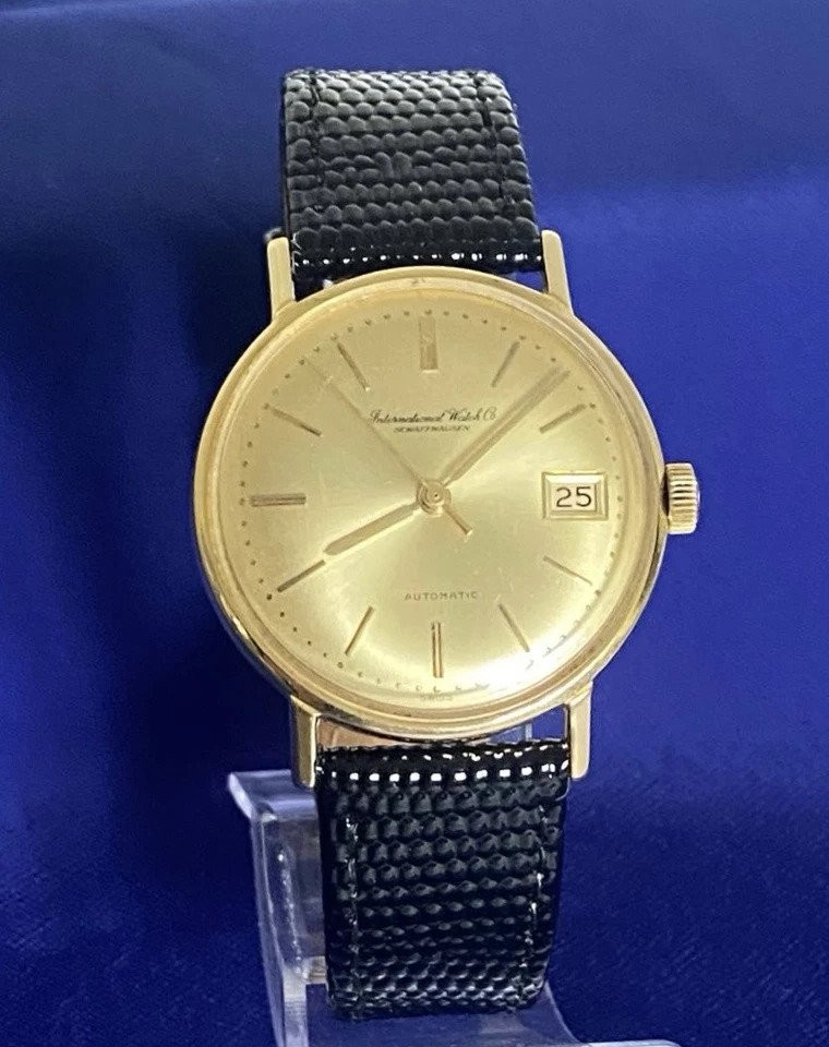 Montre vintage IWC (International Watch Co.) automatique en or 18 carats pour homme, 35 mm-photo-4