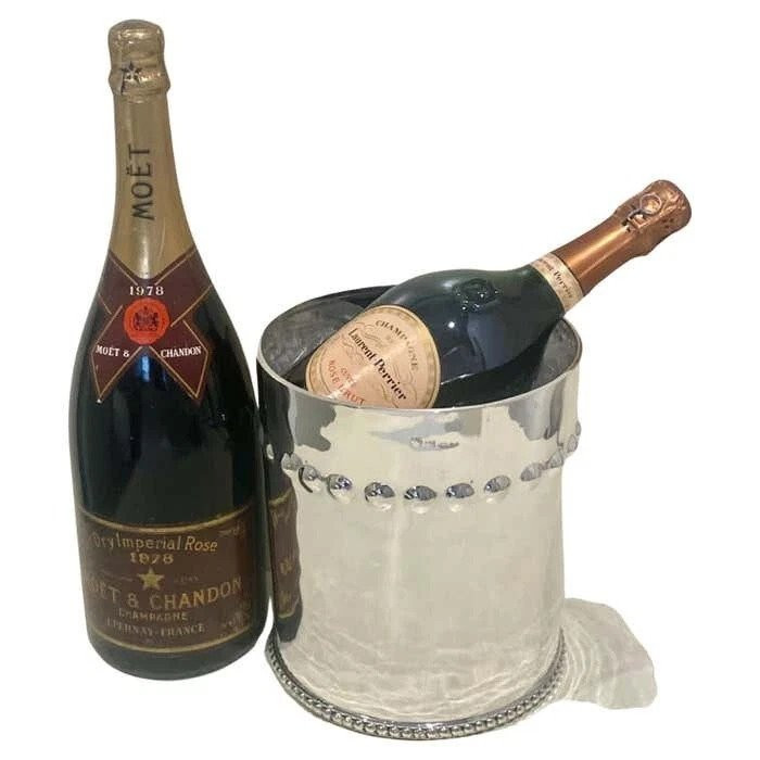 Seau à glace à champagne Brandimarte 800 en argent du milieu du siècle moderne des années 1960-photo-3