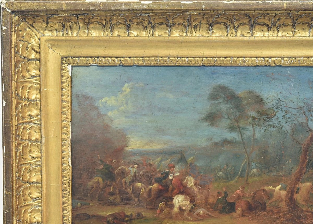 A Italian School, 18th Century –oil On Canvas Cavalry Skirmish Scene Ca 1750-photo-4