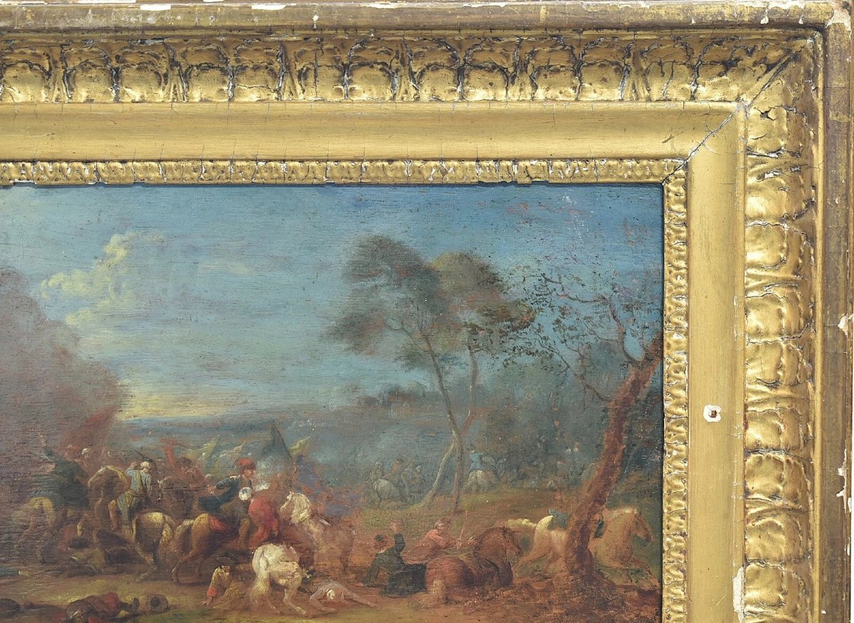 A Italian School, 18th Century –oil On Canvas Cavalry Skirmish Scene Ca 1750-photo-1