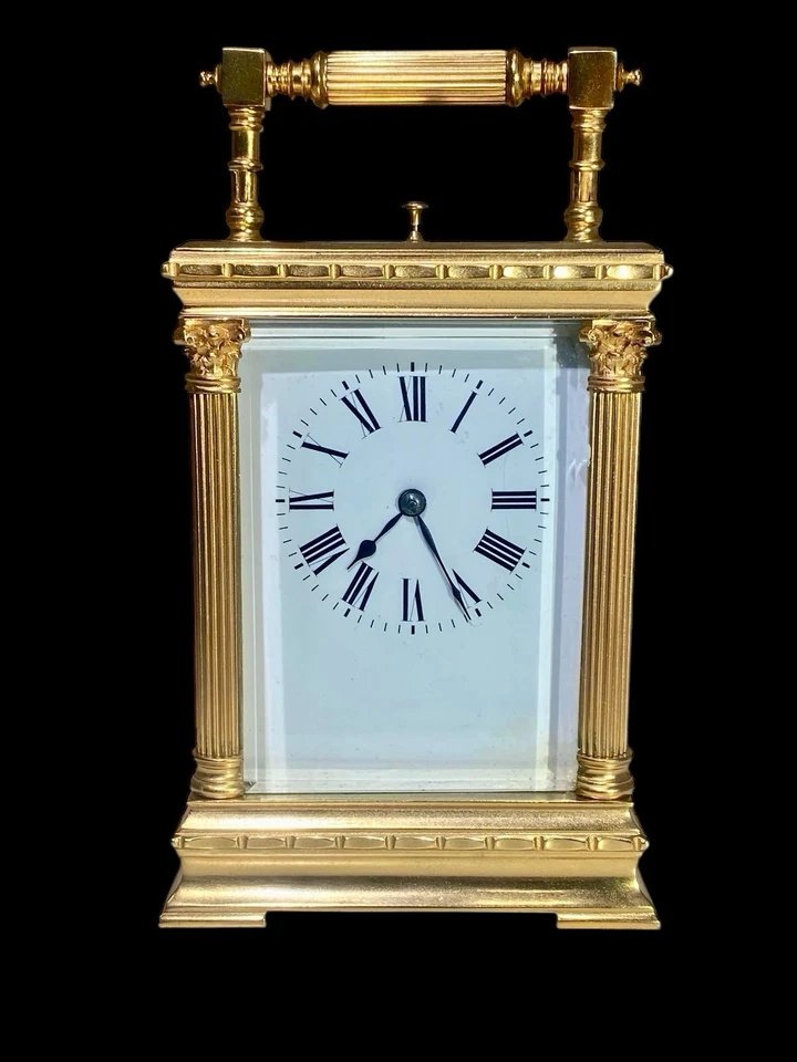 A Fine Antique Repeating Brass Carriage Clock With Corinthian Columns,circa 1870-photo-1