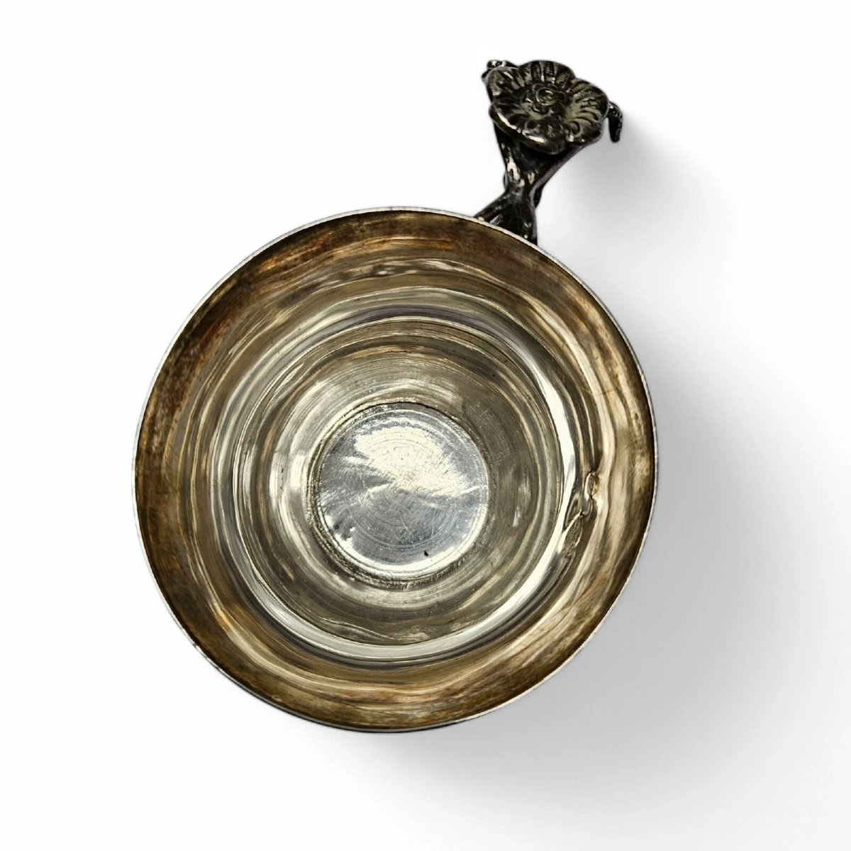 Antique Ottoman Empire Silver Sahlep Cup & Cover Floral Engraved. Bird Finial-photo-3