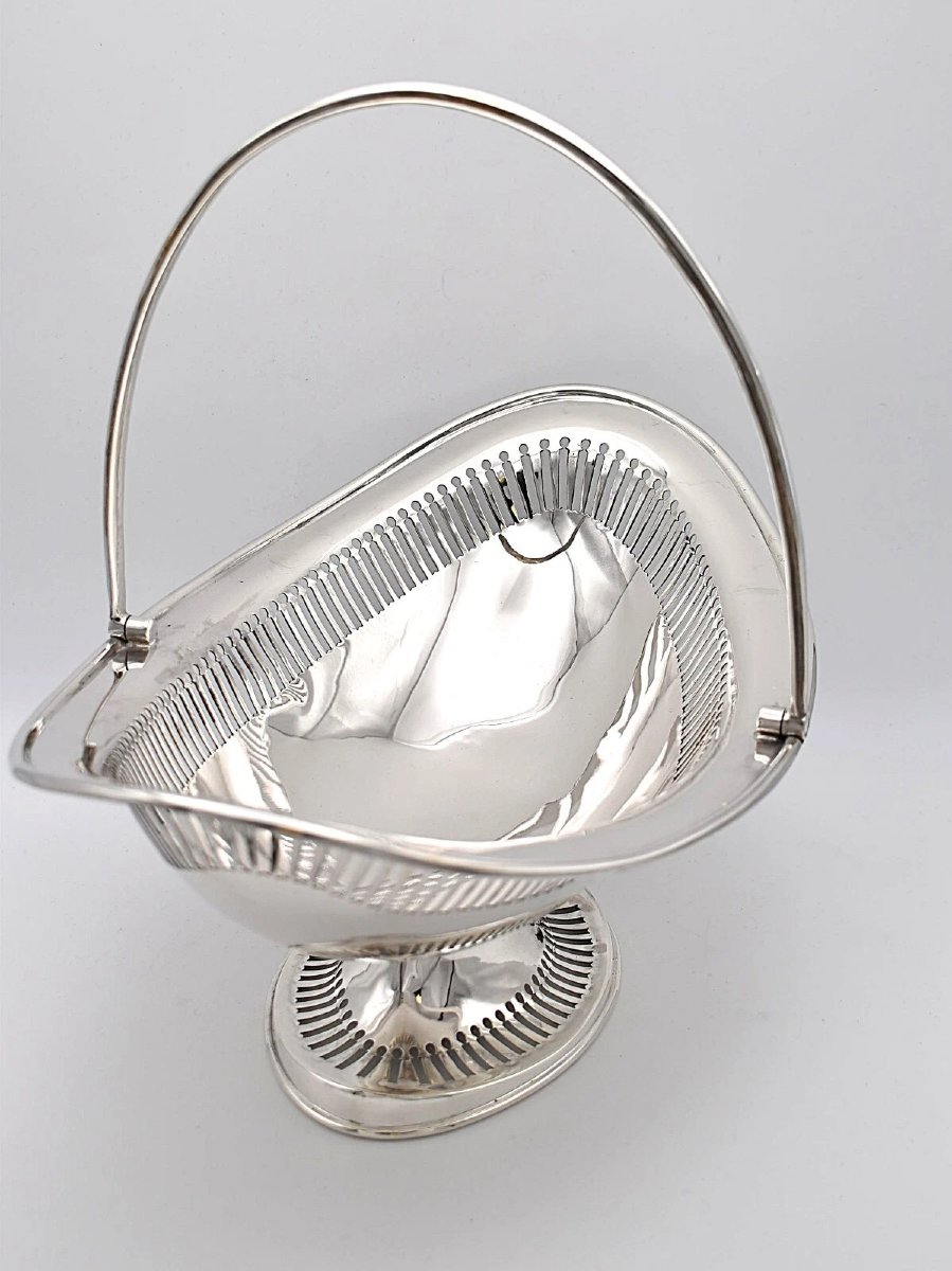 Edwardian Solid Silver Fretwork Basket By Hammond, Creake & Co Sheffield 1910-photo-2