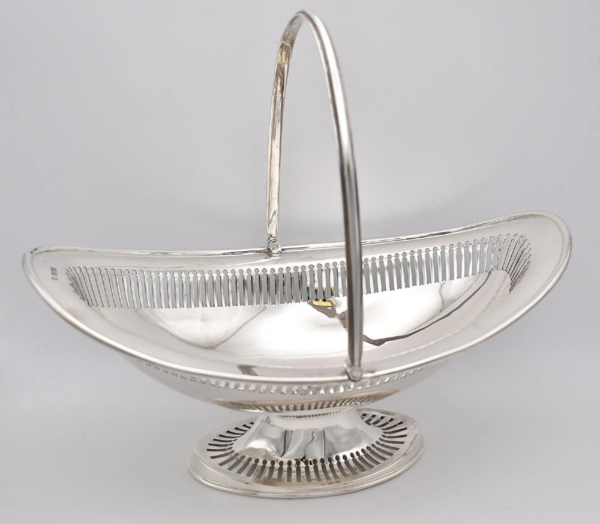 Edwardian Solid Silver Fretwork Basket By Hammond, Creake & Co Sheffield 1910