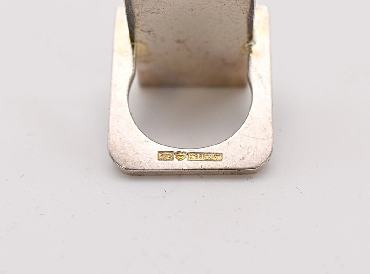 Pekka Piekäinen Finland Mid Century Double Enamel Sterling Silver Ring Size Q-photo-4