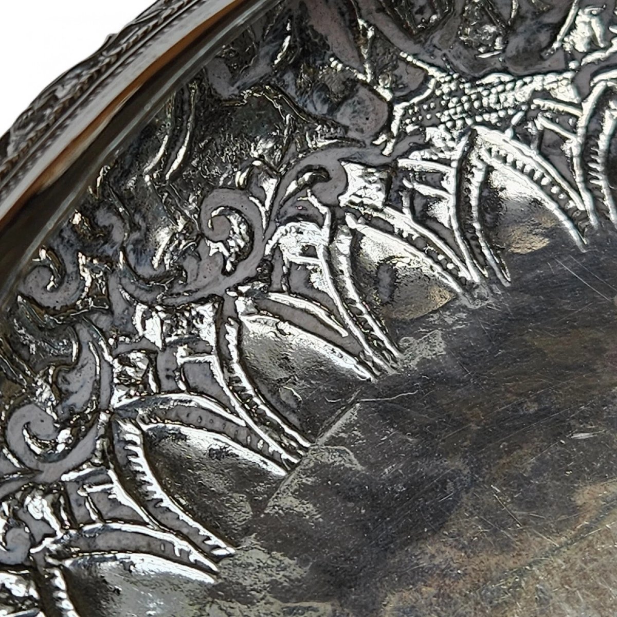 Antique Thai Solid Silver Footed Bowl – Intricately Handcrafted – Ornate Design-photo-4