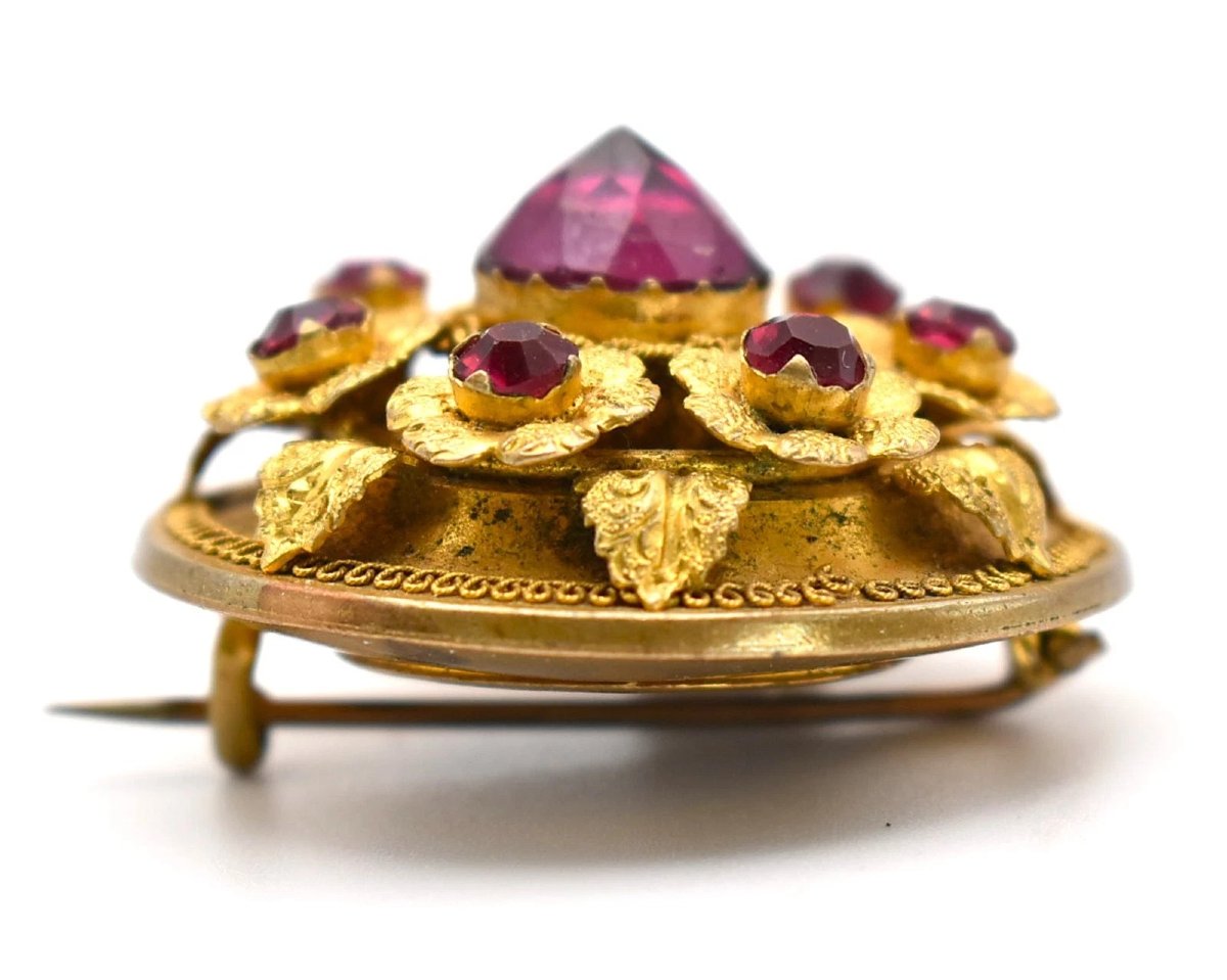 Coffret de boucles d'oreilles assorties avec broche victorienne A. De Carlo de style néo-étrusq-photo-3