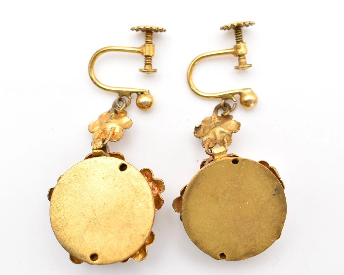 Coffret de boucles d'oreilles assorties avec broche victorienne A. De Carlo de style néo-étrusq-photo-6