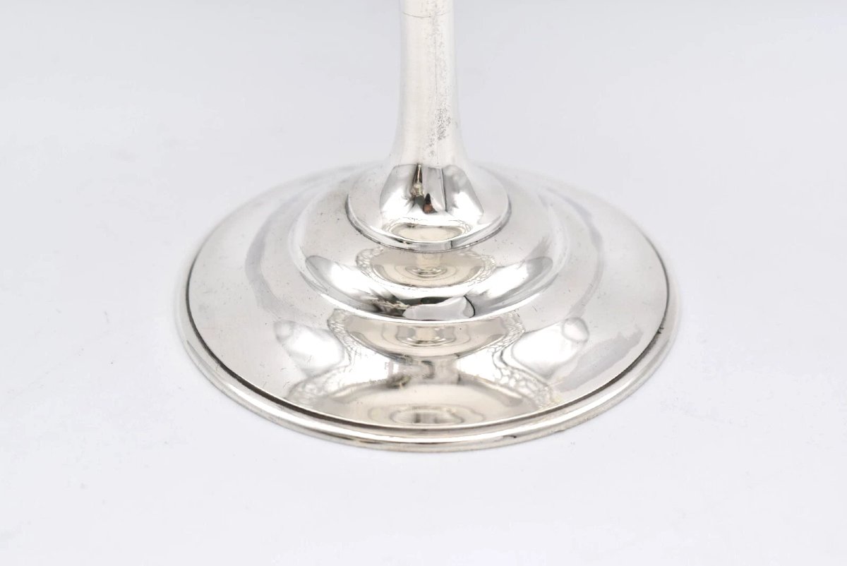 Pair Of Silver Tazzas With Lattice Pieced Detail By Martin Hall & Co Ltd 1912/19-photo-2