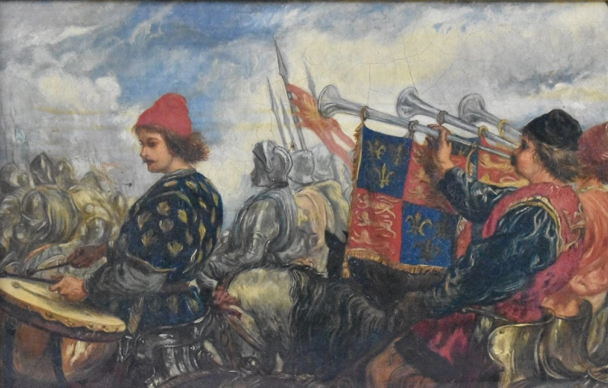 Medieval Procession Oil Painting Circle Of Sir John Gilbert, R.a., (1817-1897)-photo-2