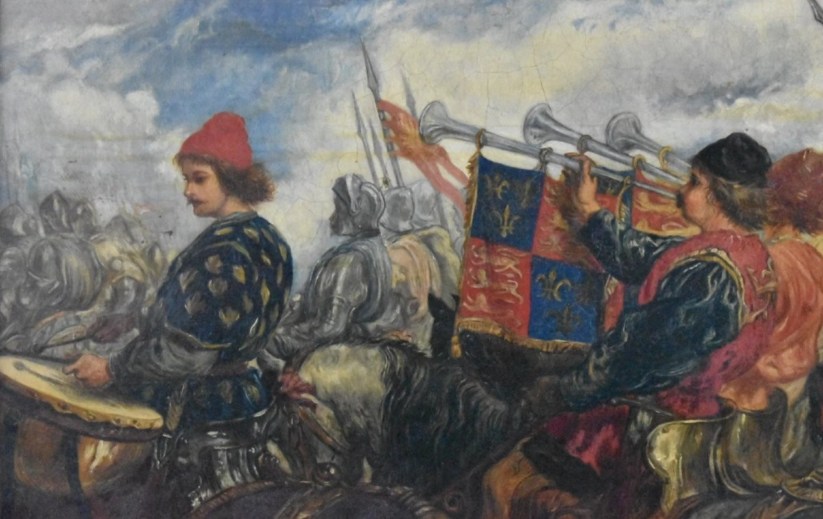 Medieval Procession Oil Painting Circle Of Sir John Gilbert, R.a., (1817-1897)-photo-1