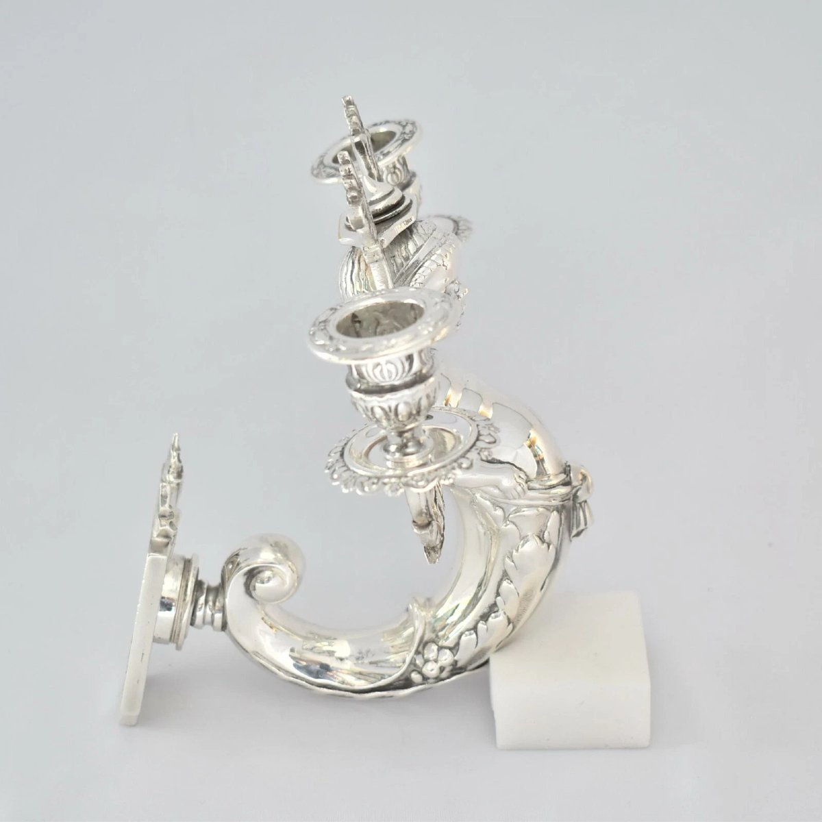 Pair Of Silver Wall Mounted Highly Detailed Mermaid Candle Holders-photo-4