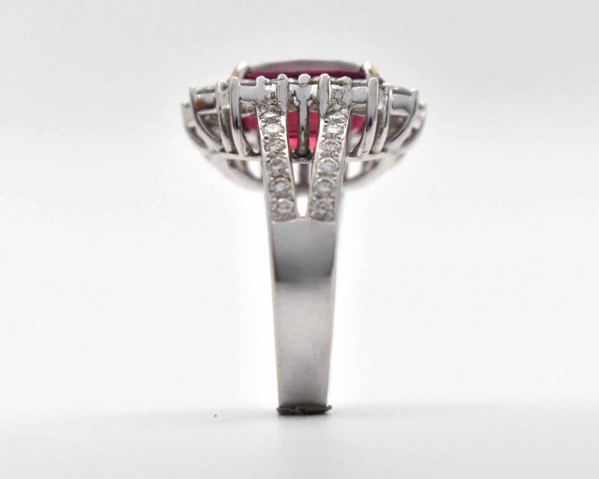 Vintage 18ct Gold Ruby & Diamond Oval Cluster Ring – 6.81ct Ruby 1.05ct Diamonds-photo-3