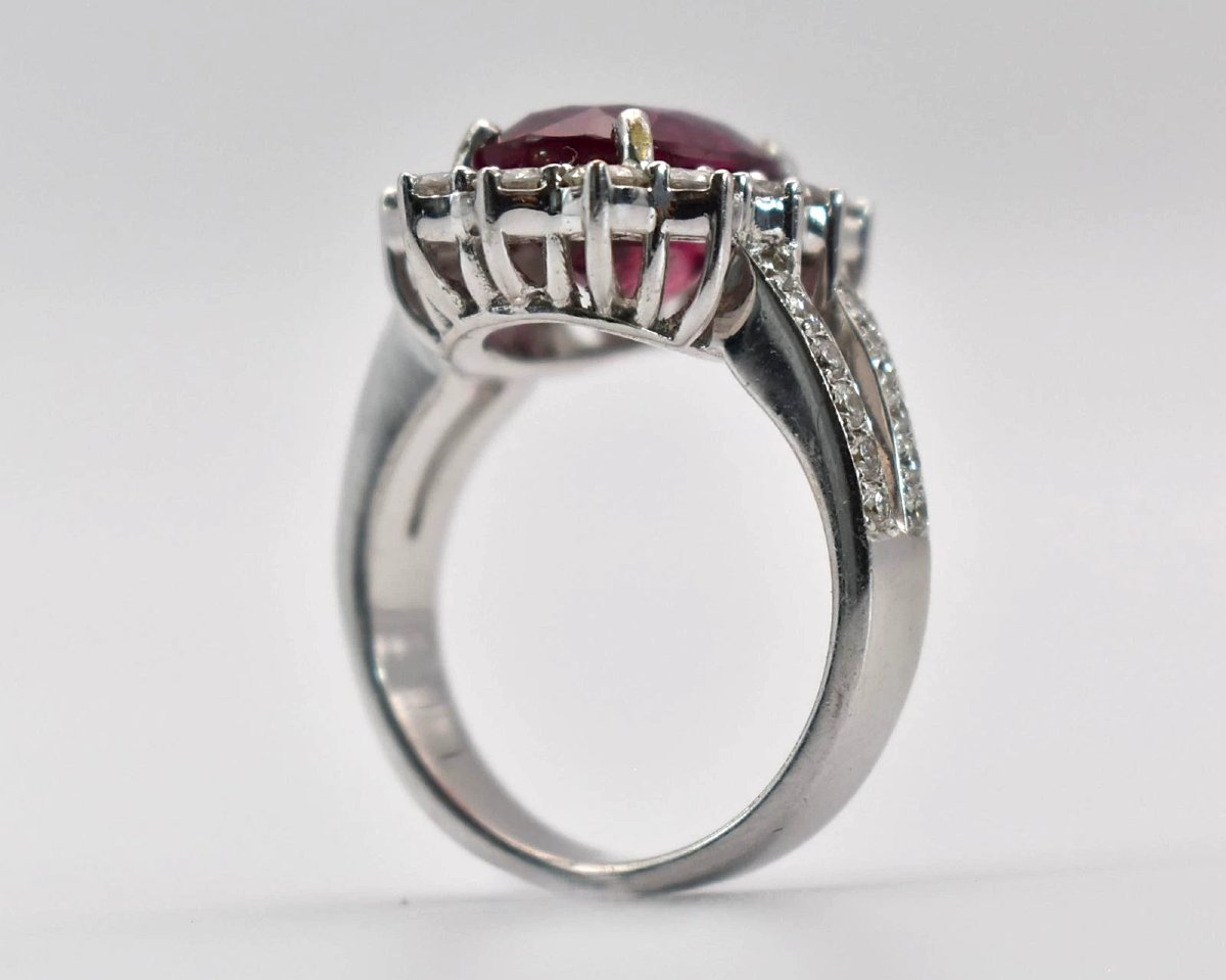 Vintage 18ct Gold Ruby & Diamond Oval Cluster Ring – 6.81ct Ruby 1.05ct Diamonds-photo-4