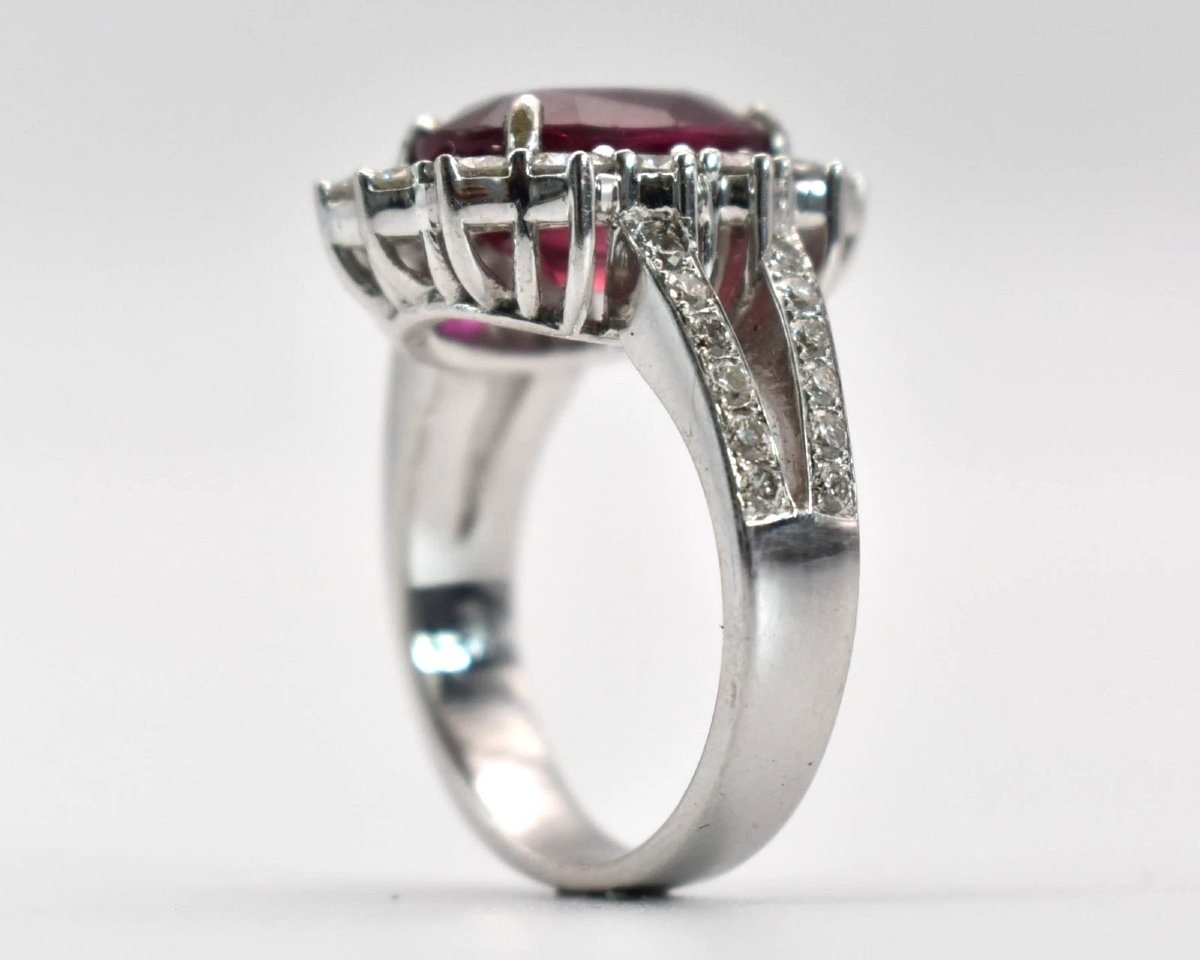 Vintage 18ct Gold Ruby & Diamond Oval Cluster Ring – 6.81ct Ruby 1.05ct Diamonds-photo-1