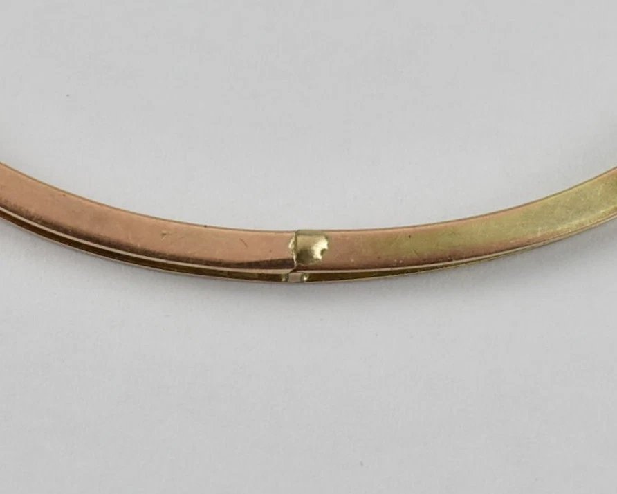 Antique Edwardian 9ct Yellow Gold Turquoise Bangle C.1900 Solid 9ct Yellow Gold-photo-5