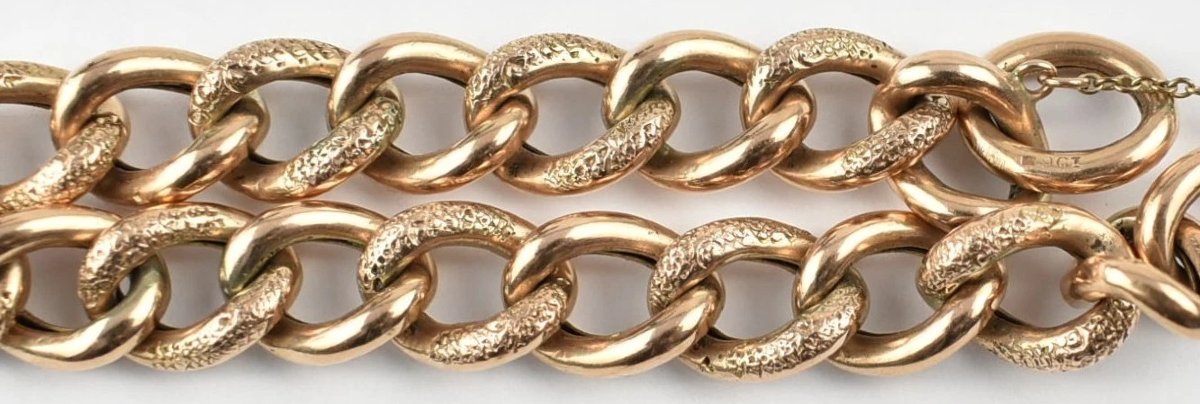 9ct Rose Gold Patterned Bracelet With Heart Shaped Lock-photo-4