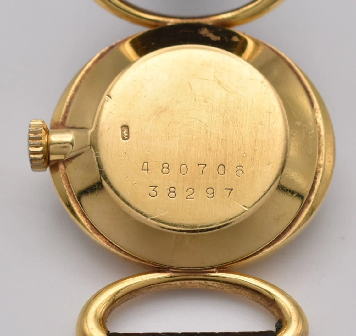 Vintage Mid Century Baume Mercier 18ct Yellow Gold Ladies Watch On Black Strap-photo-3