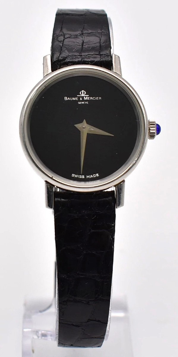 Montre-bracelet vintage Baume & Mercier Genève pour femme Or blanc massif 18 carats, NOS