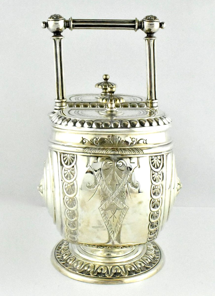 Antique Silverplate Biscuit Barrel – Ornate Victorian Circa 1880-photo-3