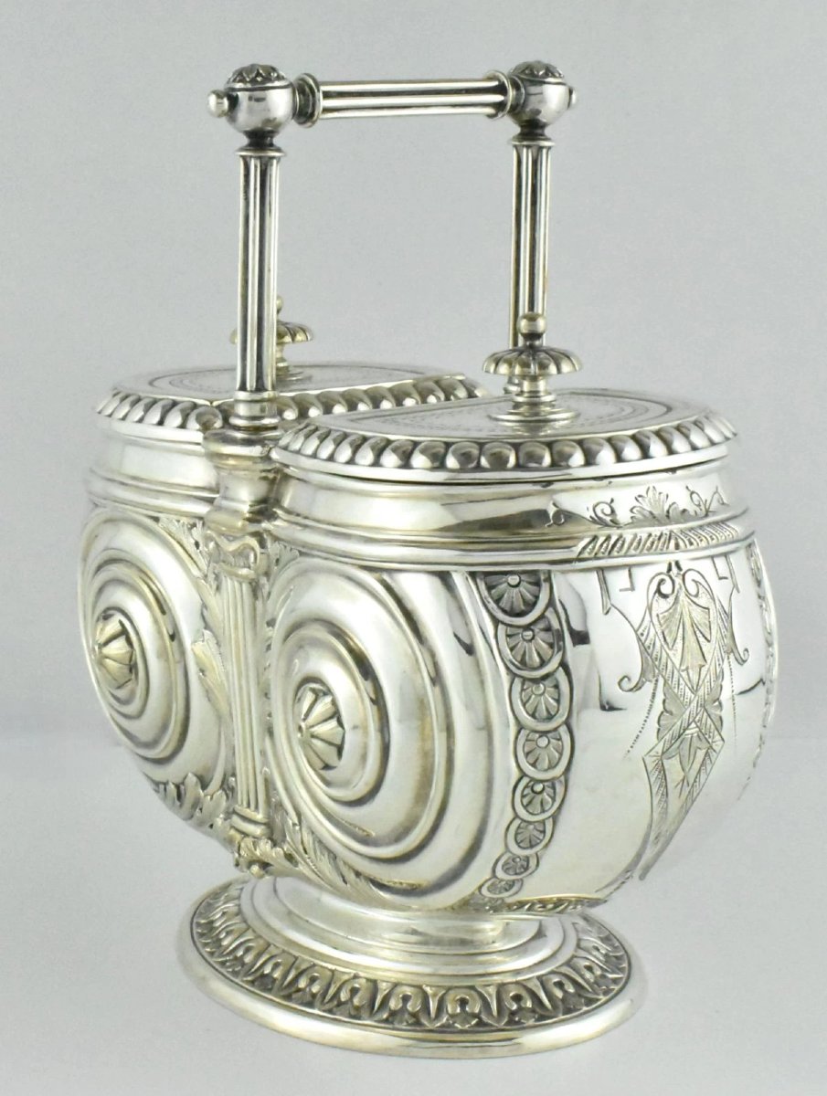 Antique Silverplate Biscuit Barrel – Ornate Victorian Circa 1880-photo-2