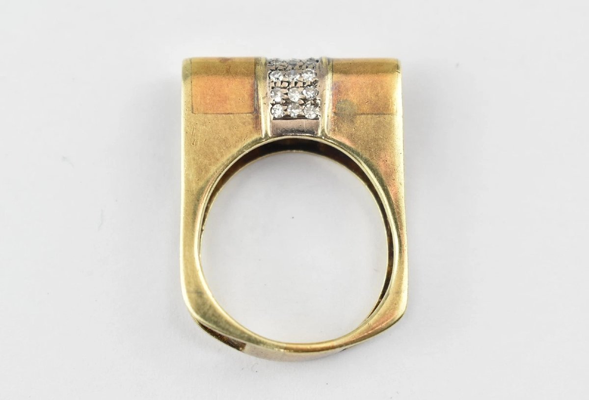 Vintage Mid-century 14ct White & Yellow Gold Diamond Ring – 0.27ct, Size Q-photo-2