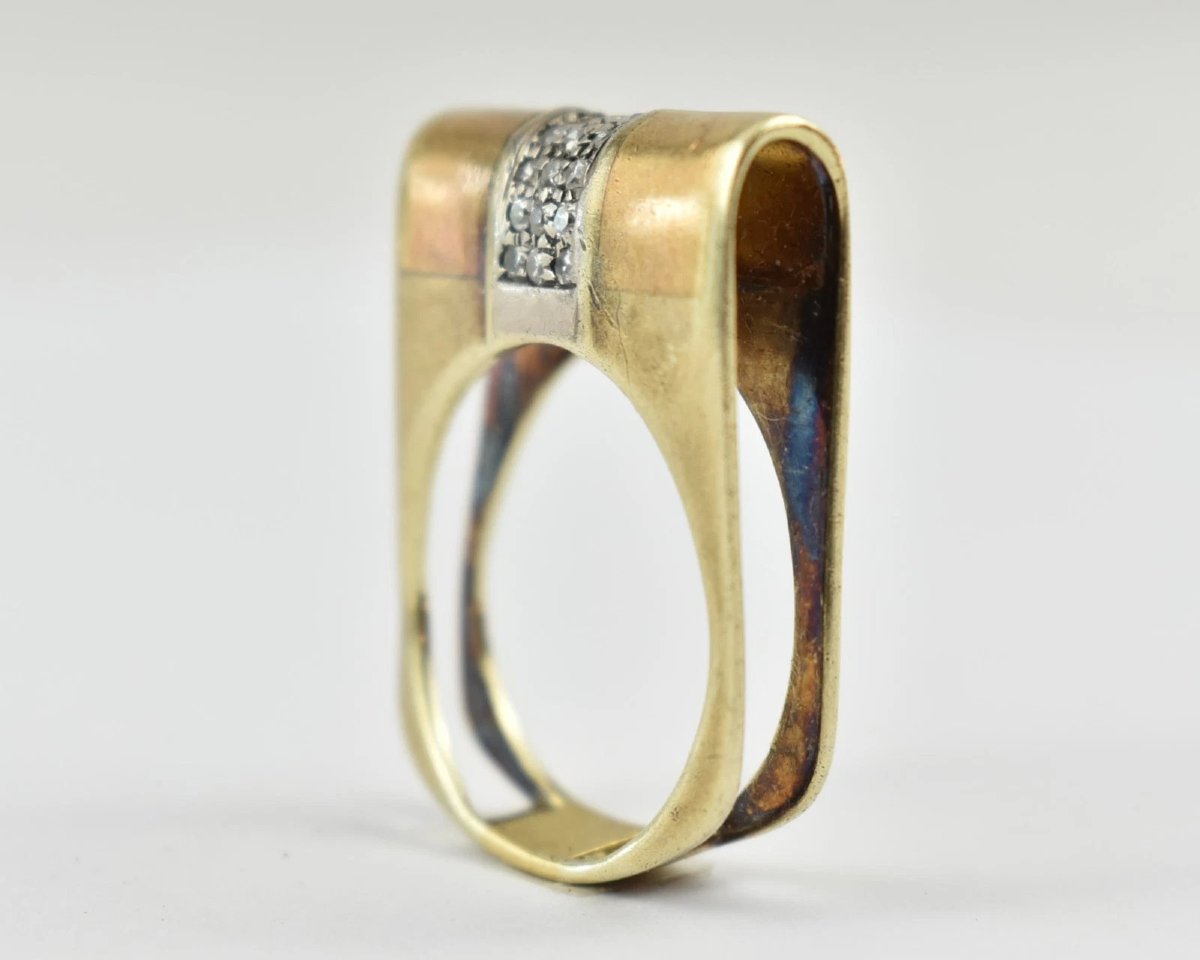 Vintage Mid-century 14ct White & Yellow Gold Diamond Ring – 0.27ct, Size Q-photo-3