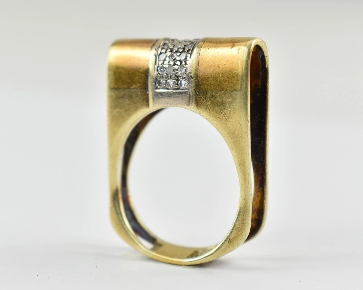Vintage Mid-century 14ct White & Yellow Gold Diamond Ring – 0.27ct, Size Q-photo-4
