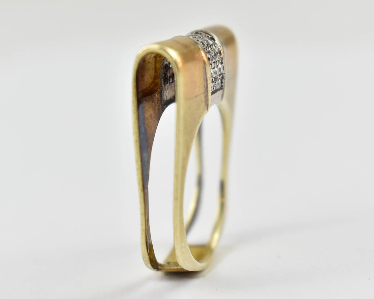 Vintage Mid-century 14ct White & Yellow Gold Diamond Ring – 0.27ct, Size Q-photo-2