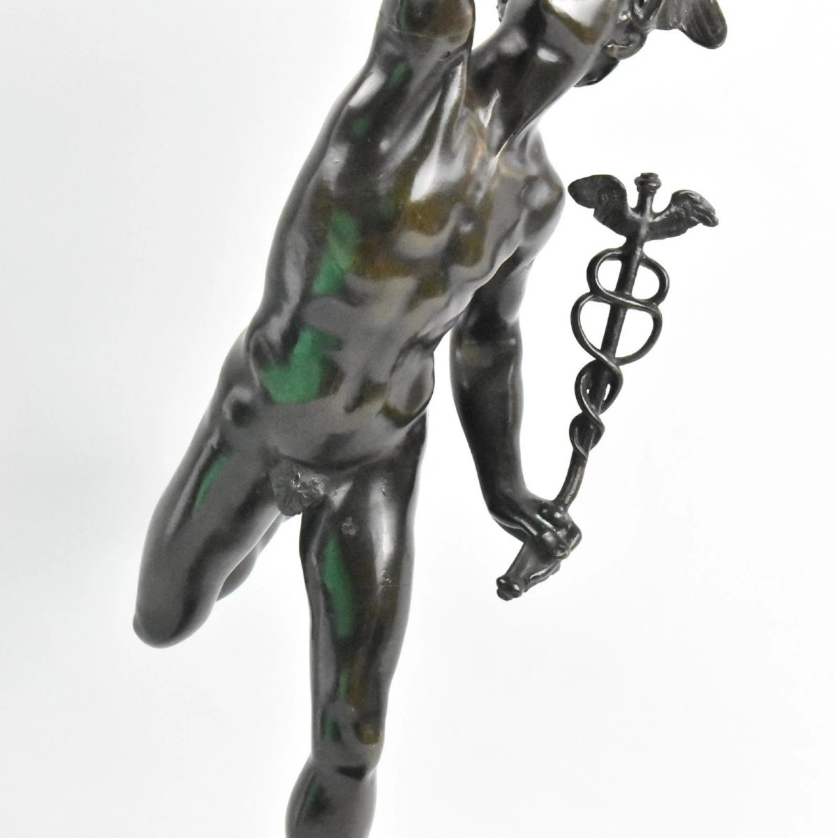 After Giovanni Bologna – Bronze Mercury Sculpture On Stone & Bronze Base 19th C-photo-4