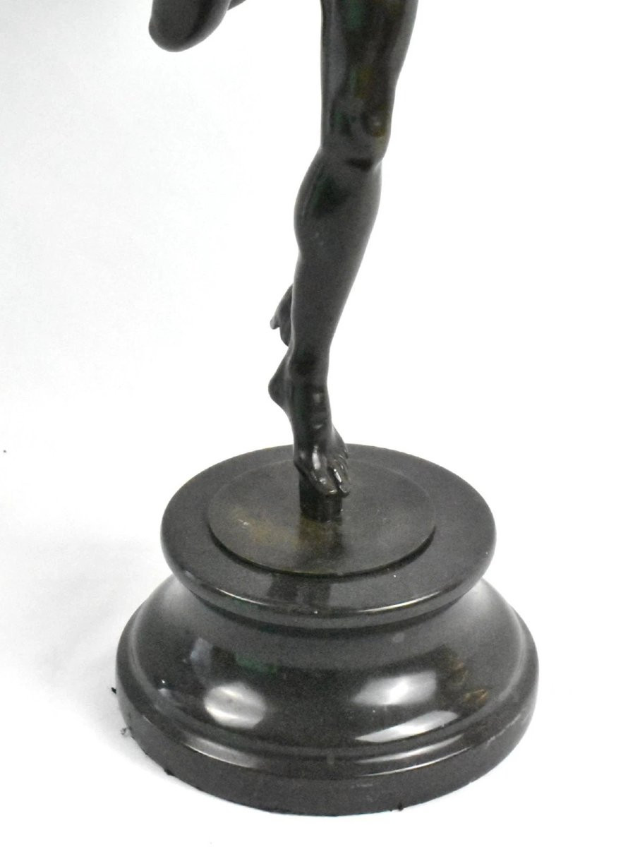 After Giovanni Bologna – Bronze Mercury Sculpture On Stone & Bronze Base 19th C-photo-1