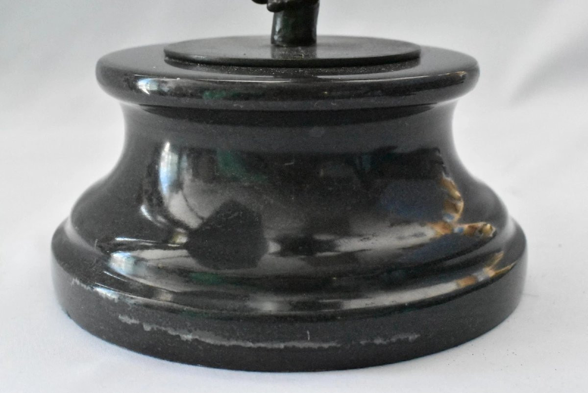 After Giovanni Bologna – Bronze Mercury Sculpture On Stone & Bronze Base 19th C-photo-8