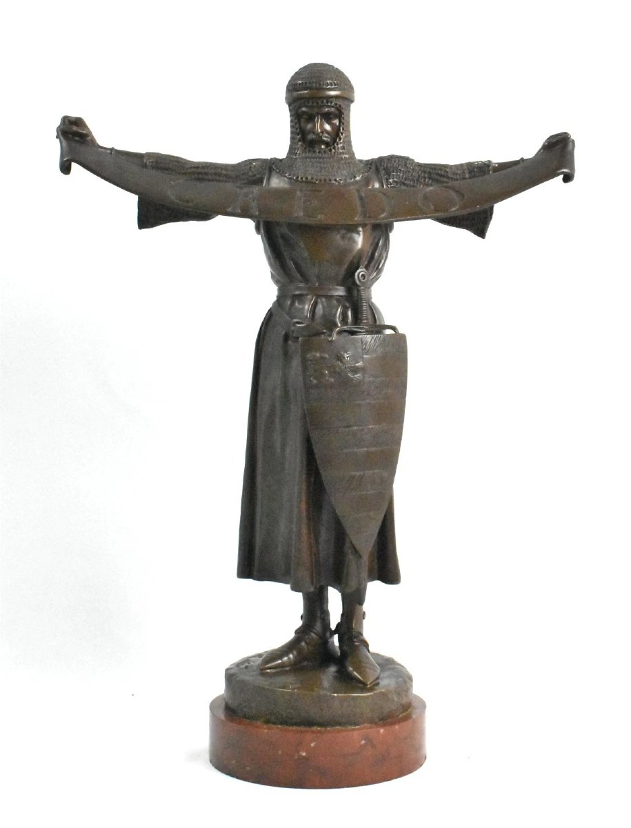 Antique Signed 19th-century Bronze Medieval Knight By Louis-françois-frémiet-photo-3