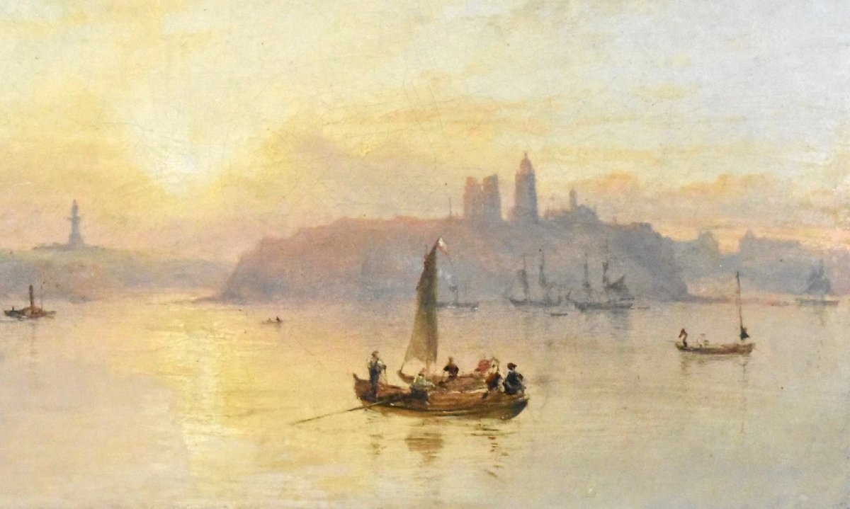 Élégant tableau encadré représentant un paysage aquatique – Coucher de soleil serein avec batea-photo-3