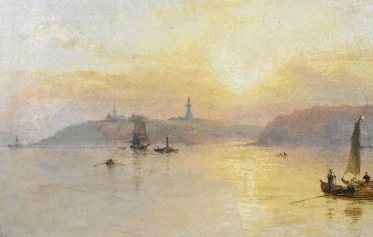 Élégant tableau encadré représentant un paysage aquatique – Coucher de soleil serein avec batea-photo-4