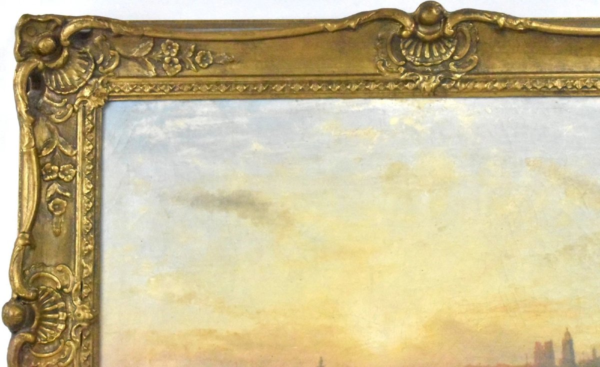 Élégant tableau encadré représentant un paysage aquatique – Coucher de soleil serein avec batea-photo-4