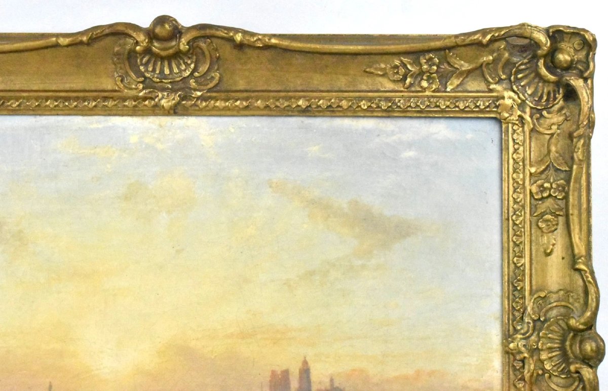 Élégant tableau encadré représentant un paysage aquatique – Coucher de soleil serein avec batea-photo-5